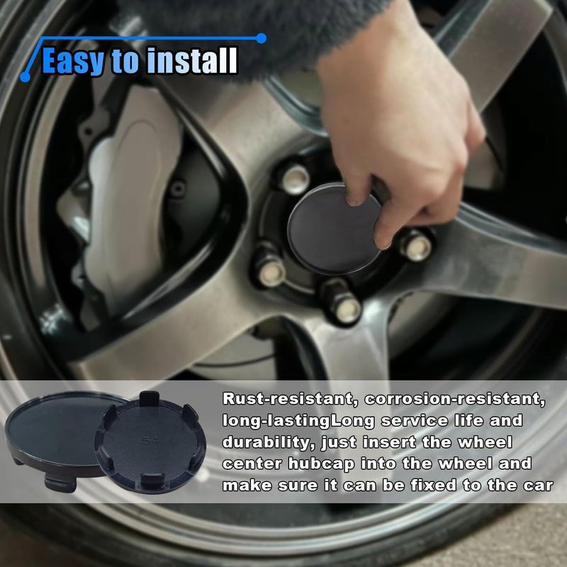 BDZMC 4PCS Wheel Center Cap, Snap-in Plastic Rim Center Hub Caps Cover, 2.12 '' (54mm) Outer Diameter, 1.85 '' (47mm) Inner Diameter, Car Accessories for Car, Truck, SUV (Black) - Image 5